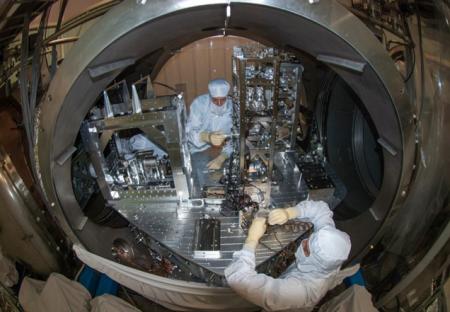 A photo of mirror installation at LIGO