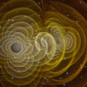 3D Visualization of Gravitational Waves Produced by 2 Black Holes